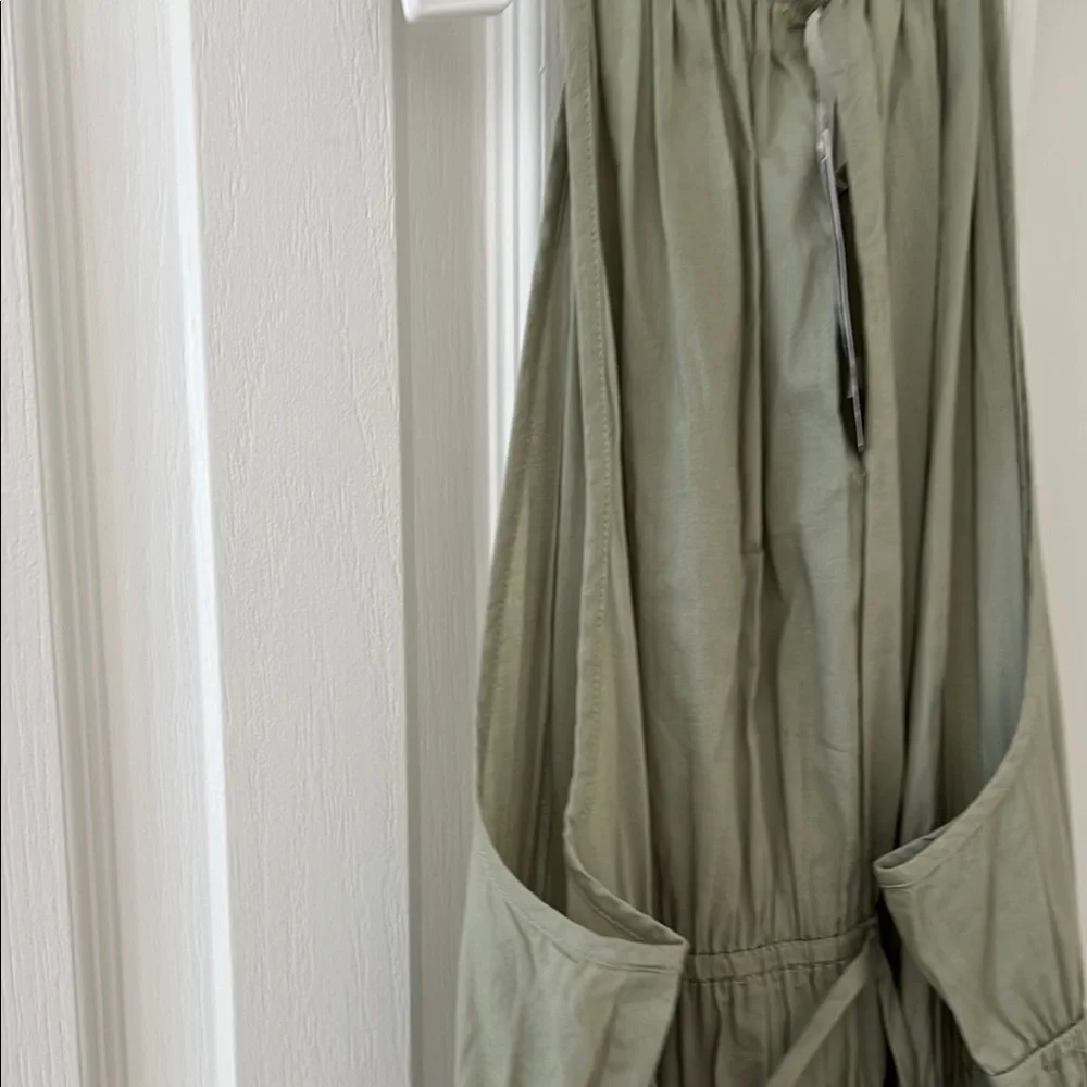J. Crew Sage Green Tiered Midi Dress